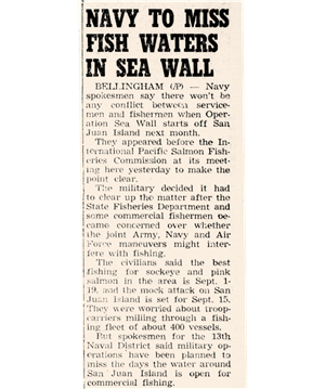 Newspaper article about military operation and fishing season