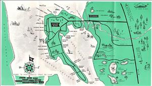 A green and white map showing recreational points of interest for Camano Island