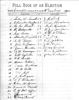A lined page with two columns of names written in cursive. 
