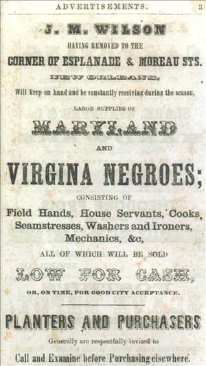 Advertisement, slave sale, Maryland and Virginia, n.d.