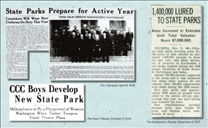 Three newspaper clippings about how the state parks system is growing and ready for a busy season. 