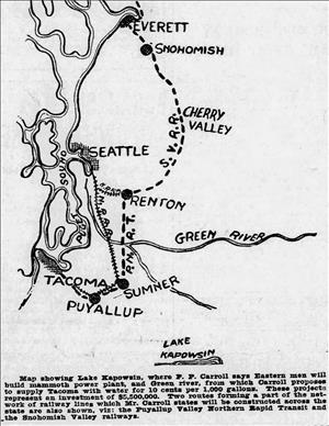 Line drawing of map of railway routes.