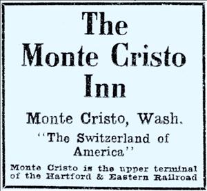 Newspaper advertisement for the Monte Cristo Inn