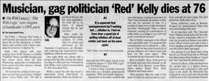 Newspaper obituary for Red Kelly