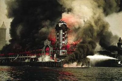 On July 30, 1914, a flash fire destroyed Seattle's <3475>Grand Trunk Pacific dock</3475>.